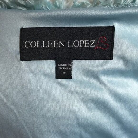 NWOT Colleen Lopez Aqua Faux Feather Jacket - Picture 12 of 13